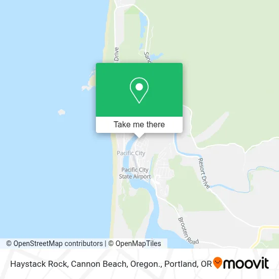 Haystack Rock, Cannon Beach, Oregon. map