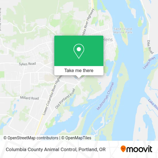 Columbia County Animal Control map