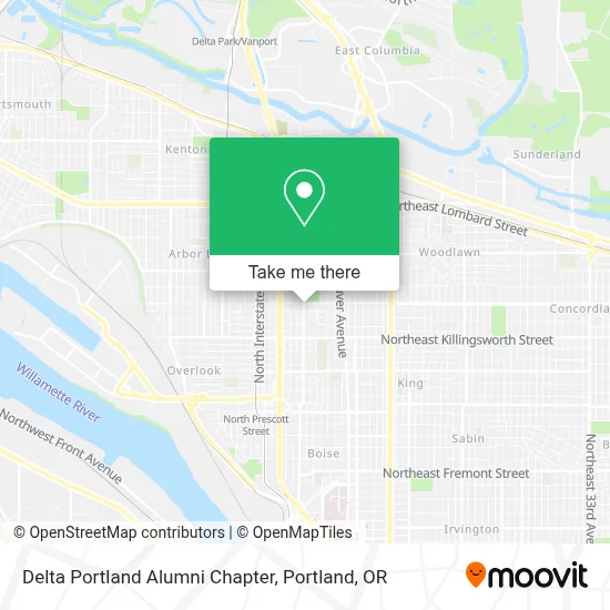 Delta Portland Alumni Chapter map