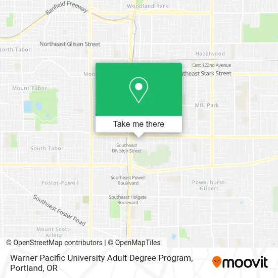 Warner Pacific University Adult Degree Program map