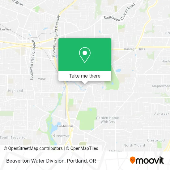 Beaverton Water Division map