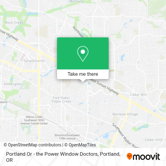 Portland Or - the Power Window Doctors map