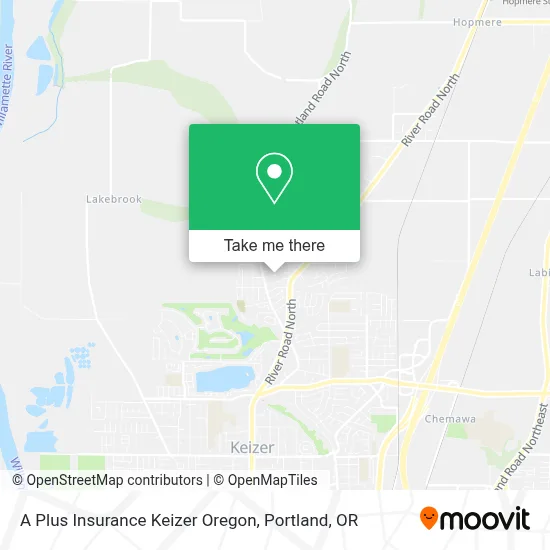 A Plus Insurance Keizer Oregon map