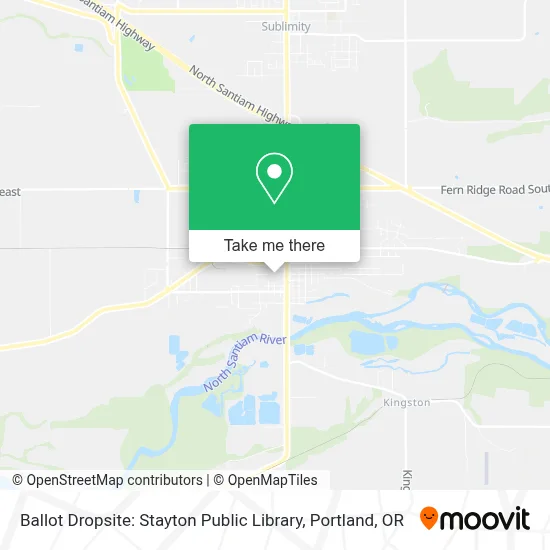 Ballot Dropsite: Stayton Public Library map