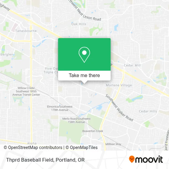 Thprd Baseball Field map