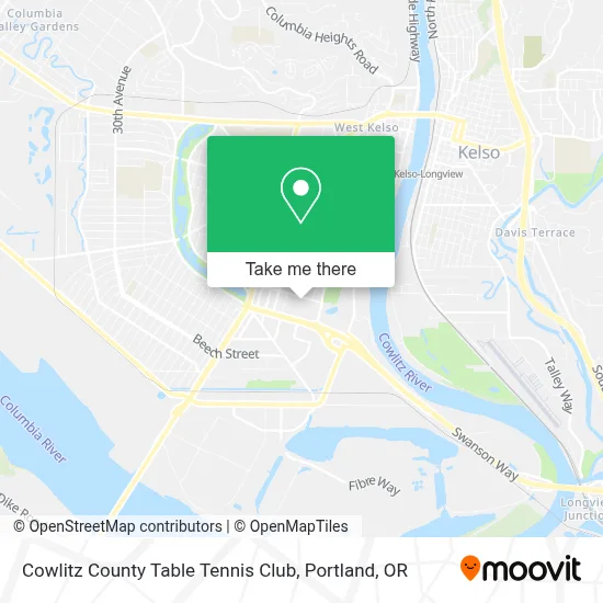 Cowlitz County Table Tennis Club map