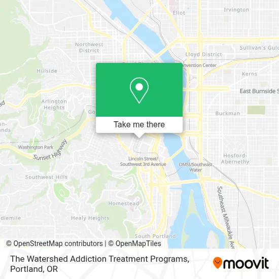 The Watershed Addiction Treatment Programs map