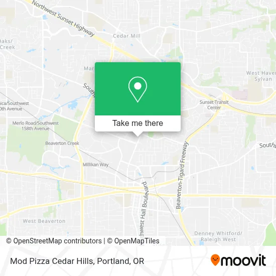 Mod Pizza Cedar Hills map