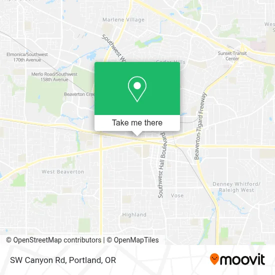 SW Canyon Rd map