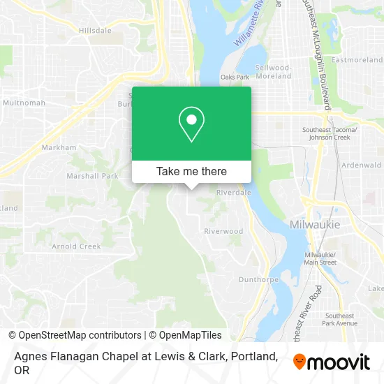 Agnes Flanagan Chapel at Lewis & Clark map
