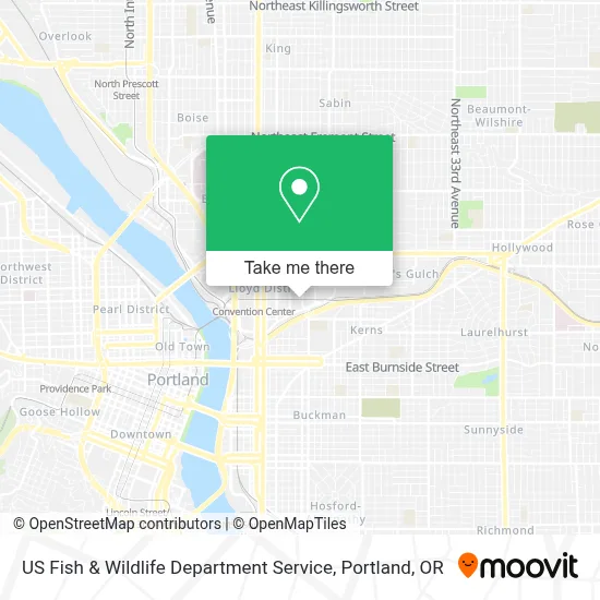 US Fish & Wildlife Department Service map