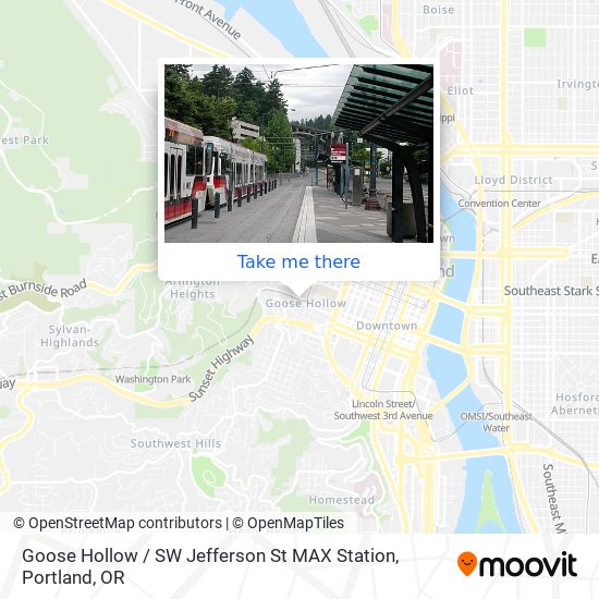 Goose Hollow / SW Jefferson St MAX Station map