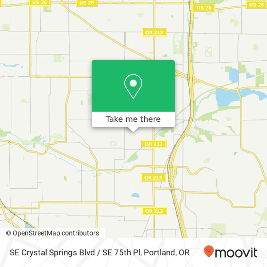 SE Crystal Springs Blvd / SE 75th Pl map