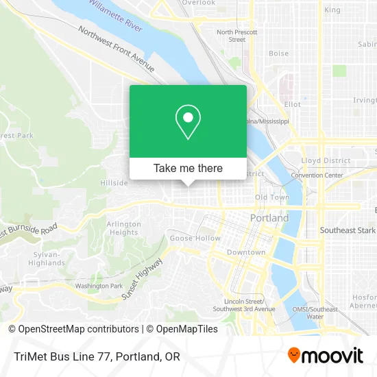 Mapa de TriMet Bus Line 77