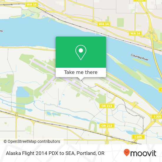 Alaska Flight 2014 PDX to SEA map