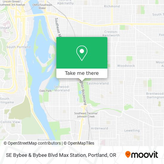 Mapa de SE Bybee & Bybee Blvd Max Station