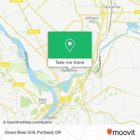 Mapa de Down River Grill, 125 E Dartmouth St Gladstone, OR 97027
