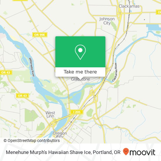 Mapa de Menehune Murph's Hawaiian Shave Ice, 430 Portland Ave Gladstone, OR 97027