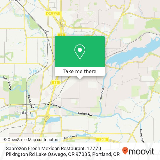 Mapa de Sabrozon Fresh Mexican Restaurant, 17770 Pilkington Rd Lake Oswego, OR 97035