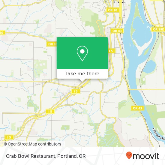 Mapa de Crab Bowl Restaurant, 7958 SW Barbur Blvd Portland, OR 97219