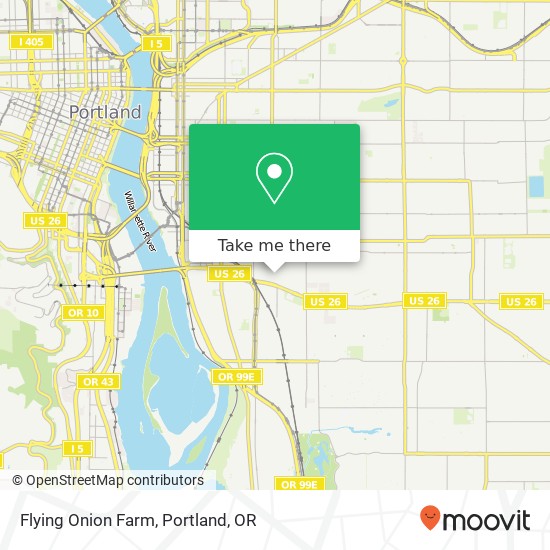 Mapa de Flying Onion Farm, SE Tibbetts St Portland, OR 97202