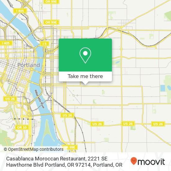 Mapa de Casablanca Moroccan Restaurant, 2221 SE Hawthorne Blvd Portland, OR 97214