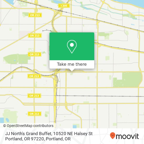 Mapa de JJ North's Grand Buffet, 10520 NE Halsey St Portland, OR 97220
