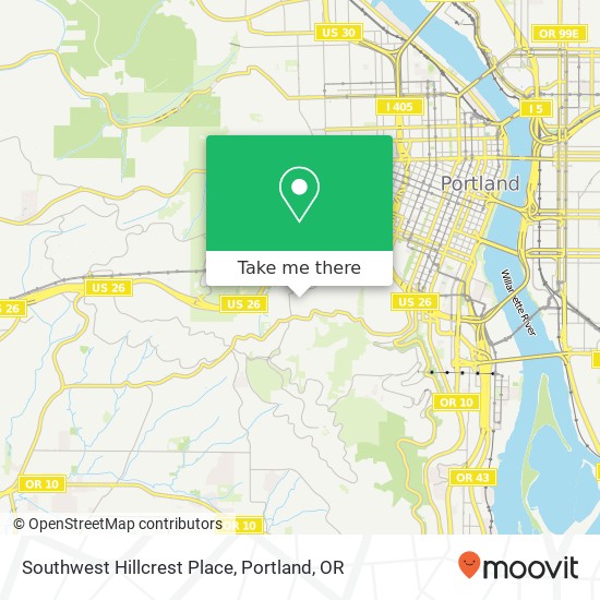 Southwest Hillcrest Place map