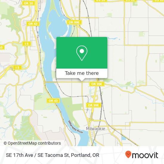 SE 17th Ave / SE Tacoma St map