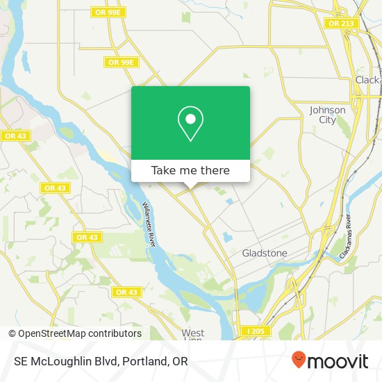 SE McLoughlin Blvd map