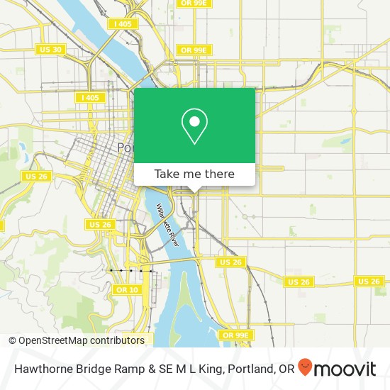 Hawthorne Bridge Ramp & SE M L King map