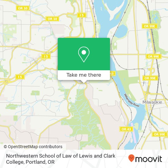 Mapa de Northwestern School of Law of Lewis and Clark College