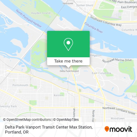 Mapa de Delta Park-Vanport Transit Center Max Station