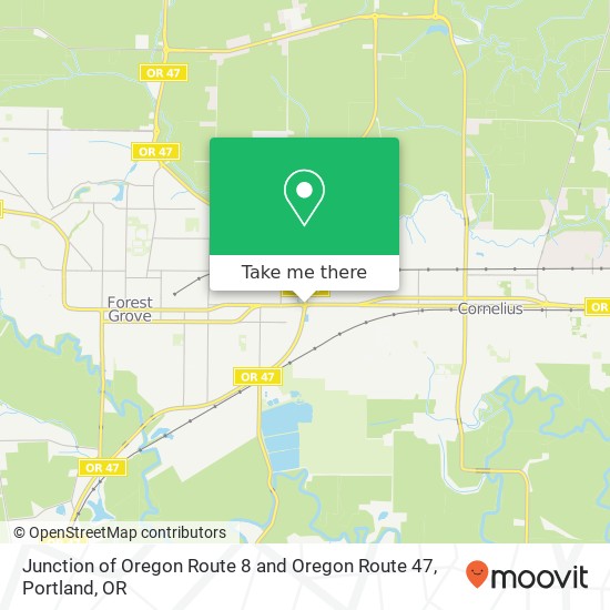 Mapa de Junction of Oregon Route 8 and Oregon Route 47