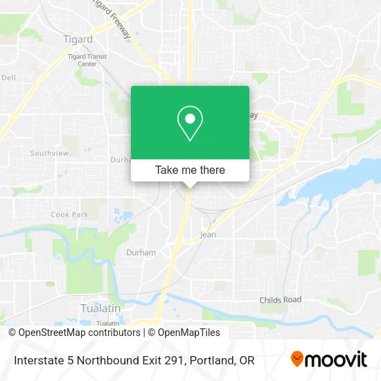 Interstate 5 Northbound Exit 291 map