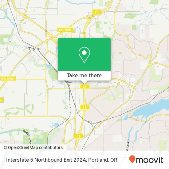 Interstate 5 Northbound Exit 292A map