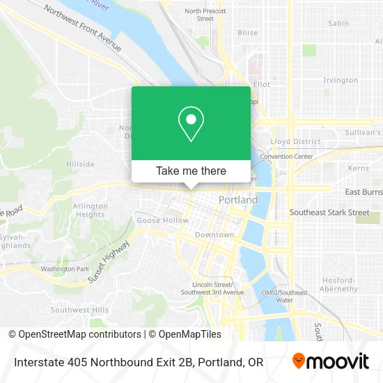 Mapa de Interstate 405 Northbound Exit 2B