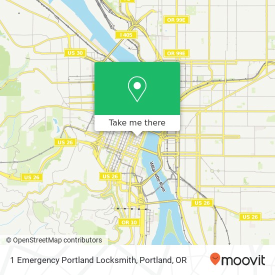 Mapa de 1 Emergency Portland Locksmith