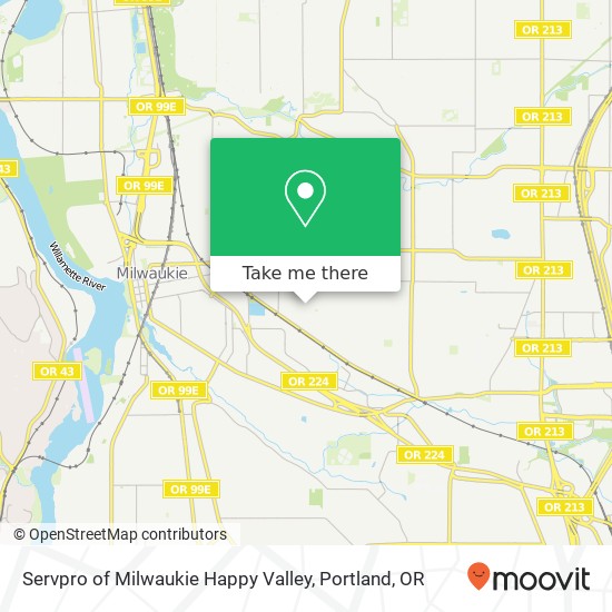 Servpro of Milwaukie Happy Valley map