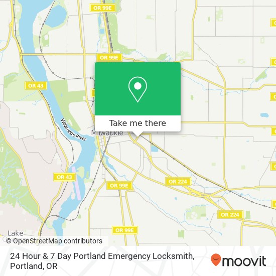 Mapa de 24 Hour & 7 Day Portland Emergency Locksmith