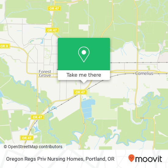 Mapa de Oregon Regs Priv Nursing Homes