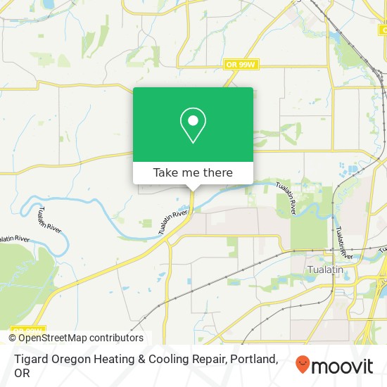 Mapa de Tigard Oregon Heating & Cooling Repair