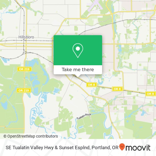 SE Tualatin Valley Hwy & Sunset Esplnd map