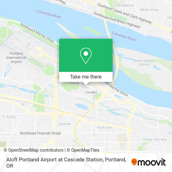 Aloft Portland Airport at Cascade Station map