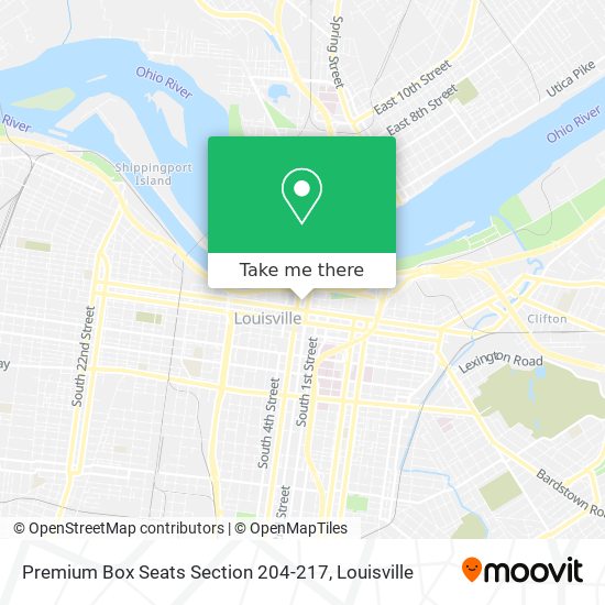 Mapa de Premium Box Seats Section 204-217