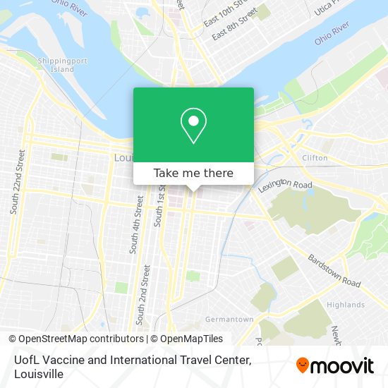 Mapa de UofL Vaccine and International Travel Center