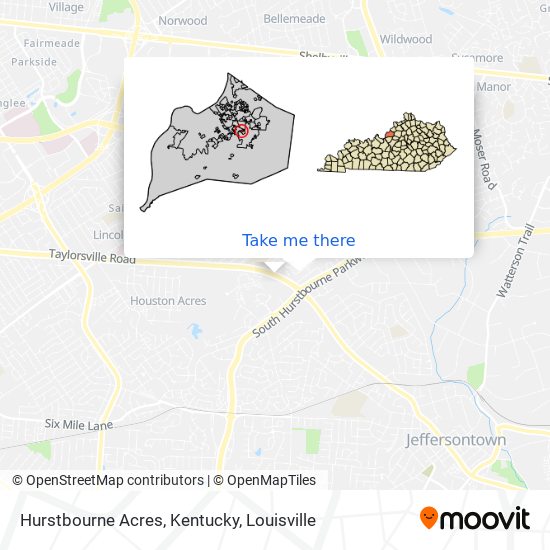 Hurstbourne Acres, Kentucky map