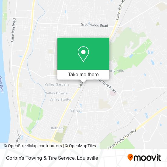 Corbin's Towing & Tire Service map