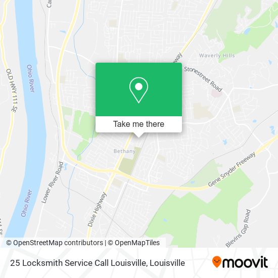 Mapa de 25 Locksmith Service Call Louisville