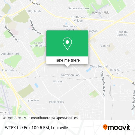 WTFX the Fox 100.5 FM map